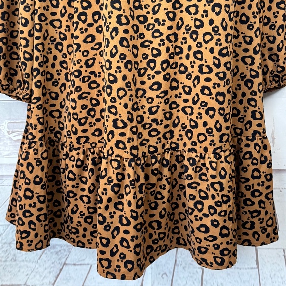 Ava & Viv Womens Brown Animal Print Tunic Tiered Casual Dress Plus Sz. 3X NEW - Picture 7 of 13